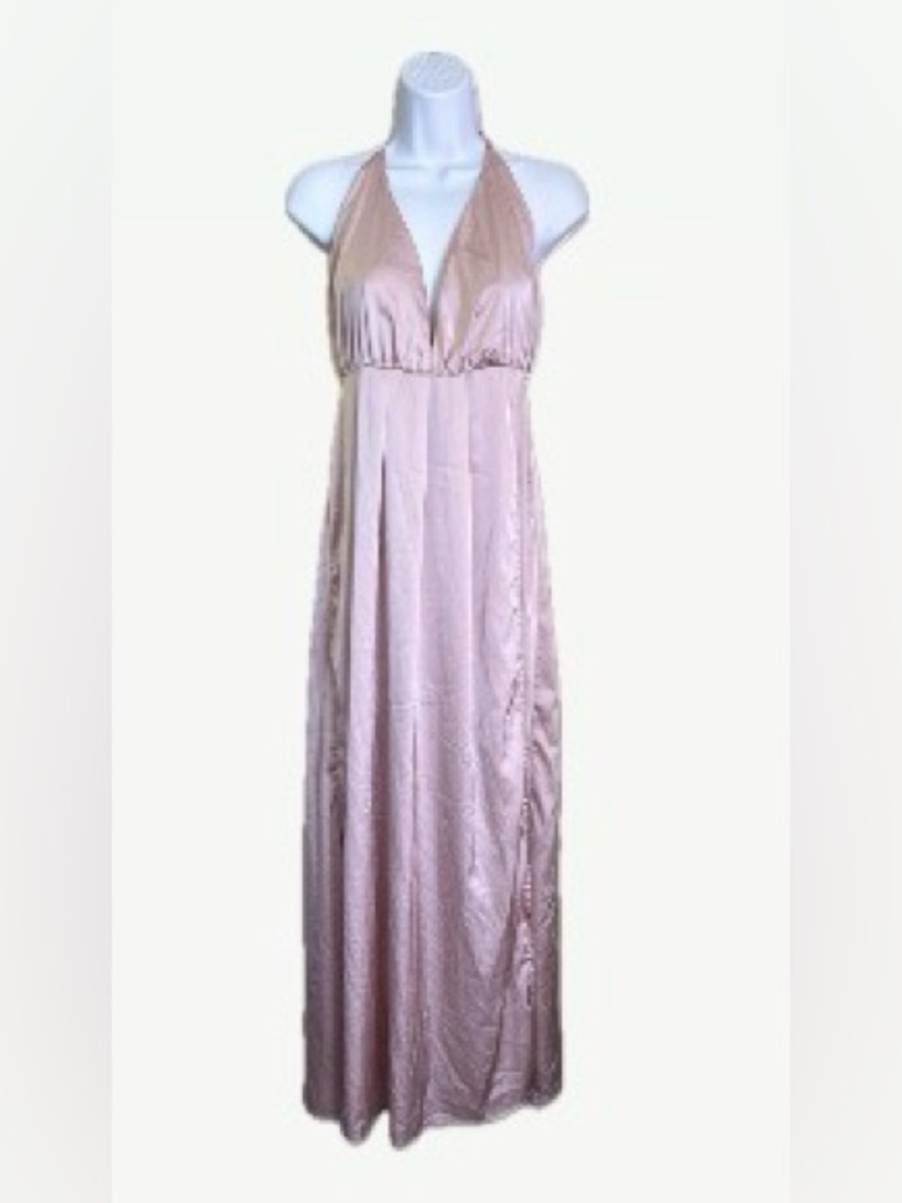 YIMEILI Halter Maxi Dress in Blush Pink Size L